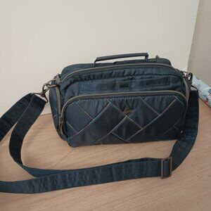 Lug Trolley 2 Crossbody Navy with Rainbow Stitching